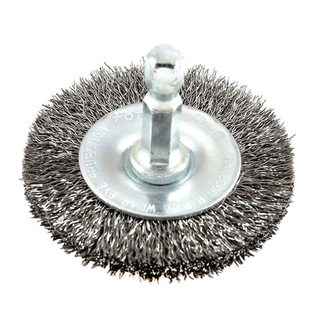 Forney Wire Wheel, Crimped, 2 in x .008 in x 1/4 in Hex Shank 72728